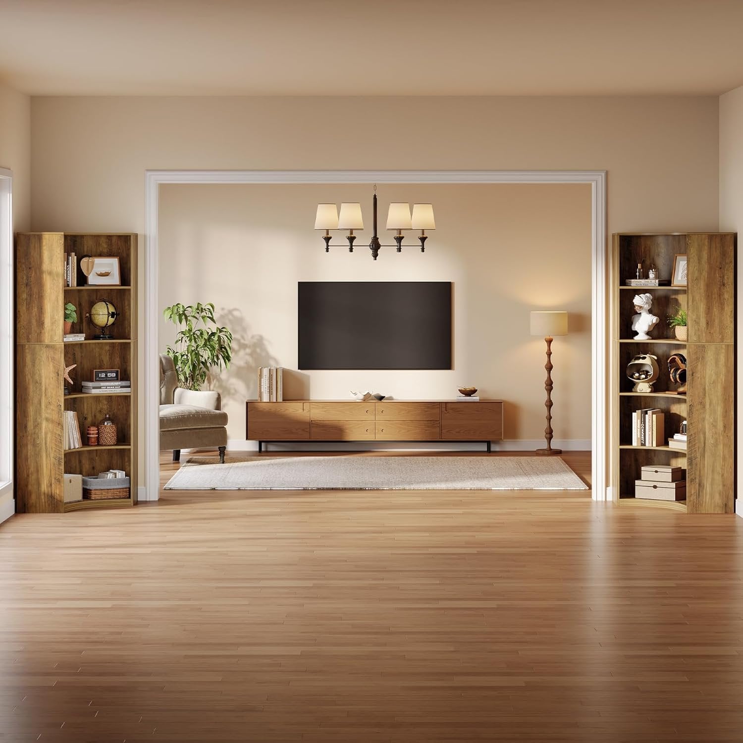 Tribesigns Étagère d'angle à 6 niveaux, Bibliothèque de 180 cm de haut avec coins arrondis