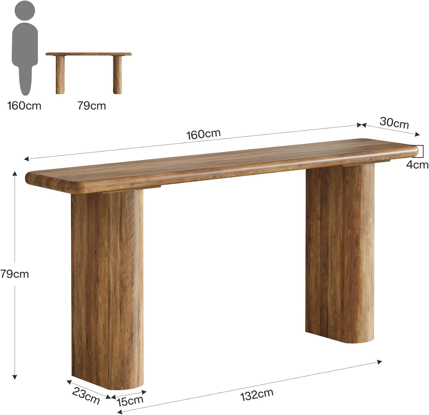 Tribesigns Console 160 x 30 x 80 cm, Table d'entrée rectangulaire en bois