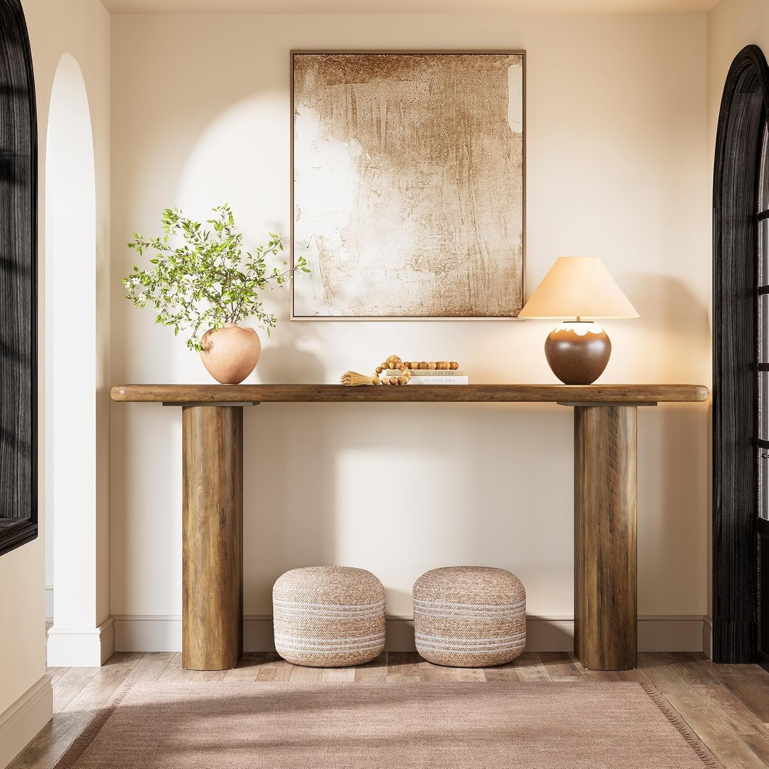 Tribesigns Console 160 x 30 x 80 cm, Table d'entrée rectangulaire en bois