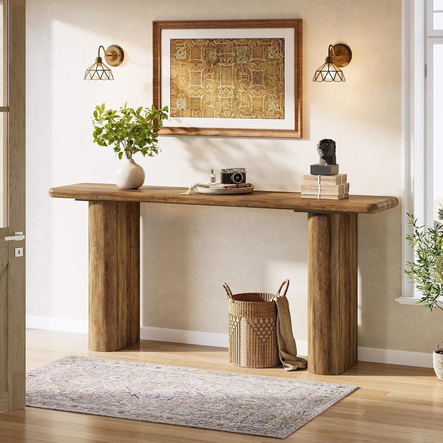 Tribesigns Console 160 x 30 x 80 cm, Table d'entrée rectangulaire en bois