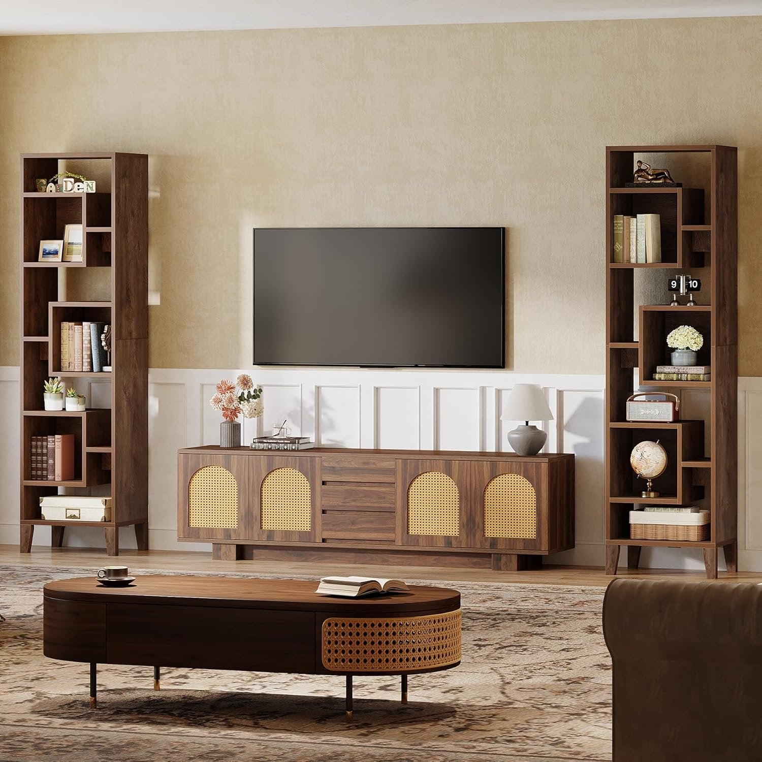 Tribesigns Étagère d'angle de 180 cm de haut, Étagère de rangement Bibliothèque décalée en bois