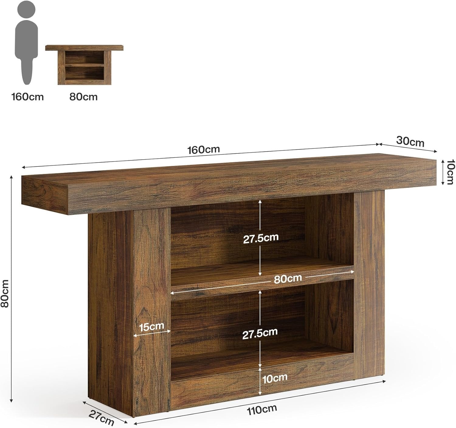Tribesigns Table console 160 cm, Table d'appoint Table de couloir avec pour entrée