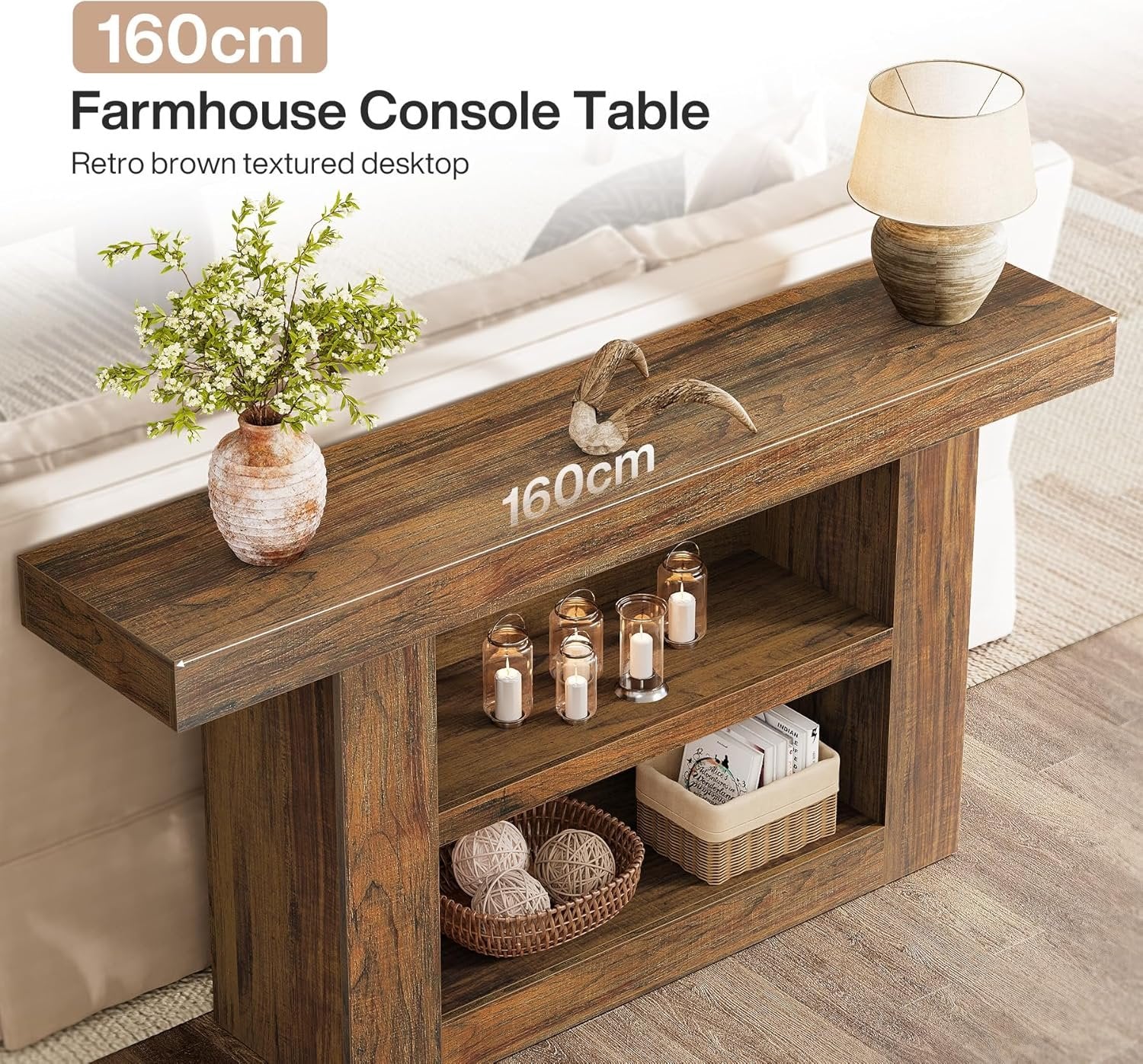Tribesigns Table console 160 cm, Table d'appoint Table de couloir avec pour entrée