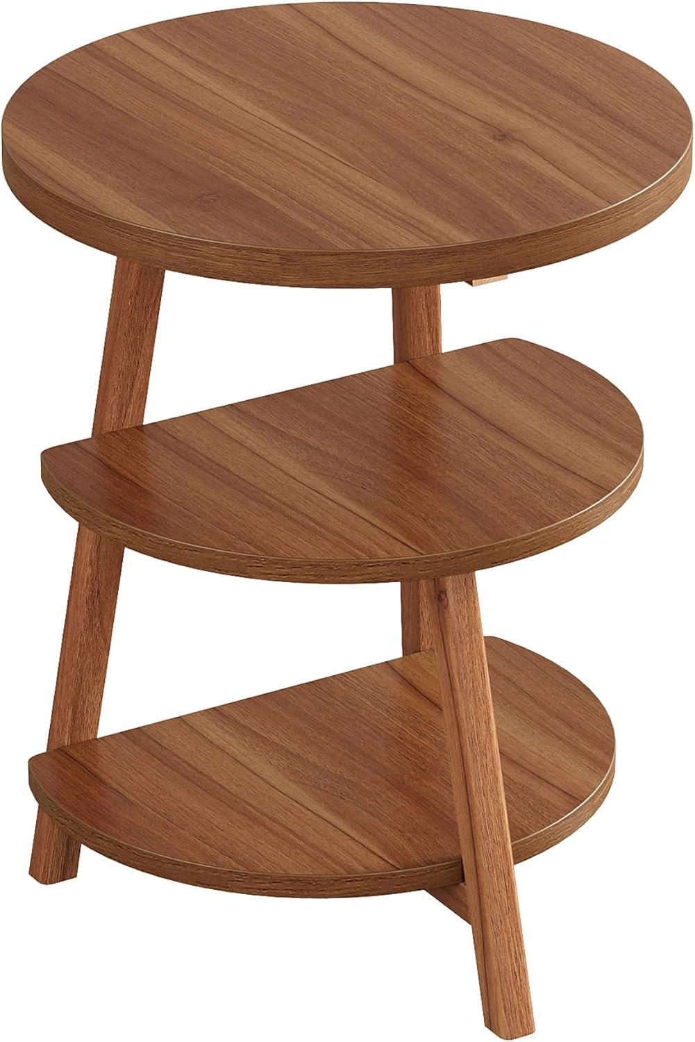 Tribesigns Table d'appoint Ronde, Bouts de Canapé avec Structure en Bois 3 Étagère Petite Table de Chevet