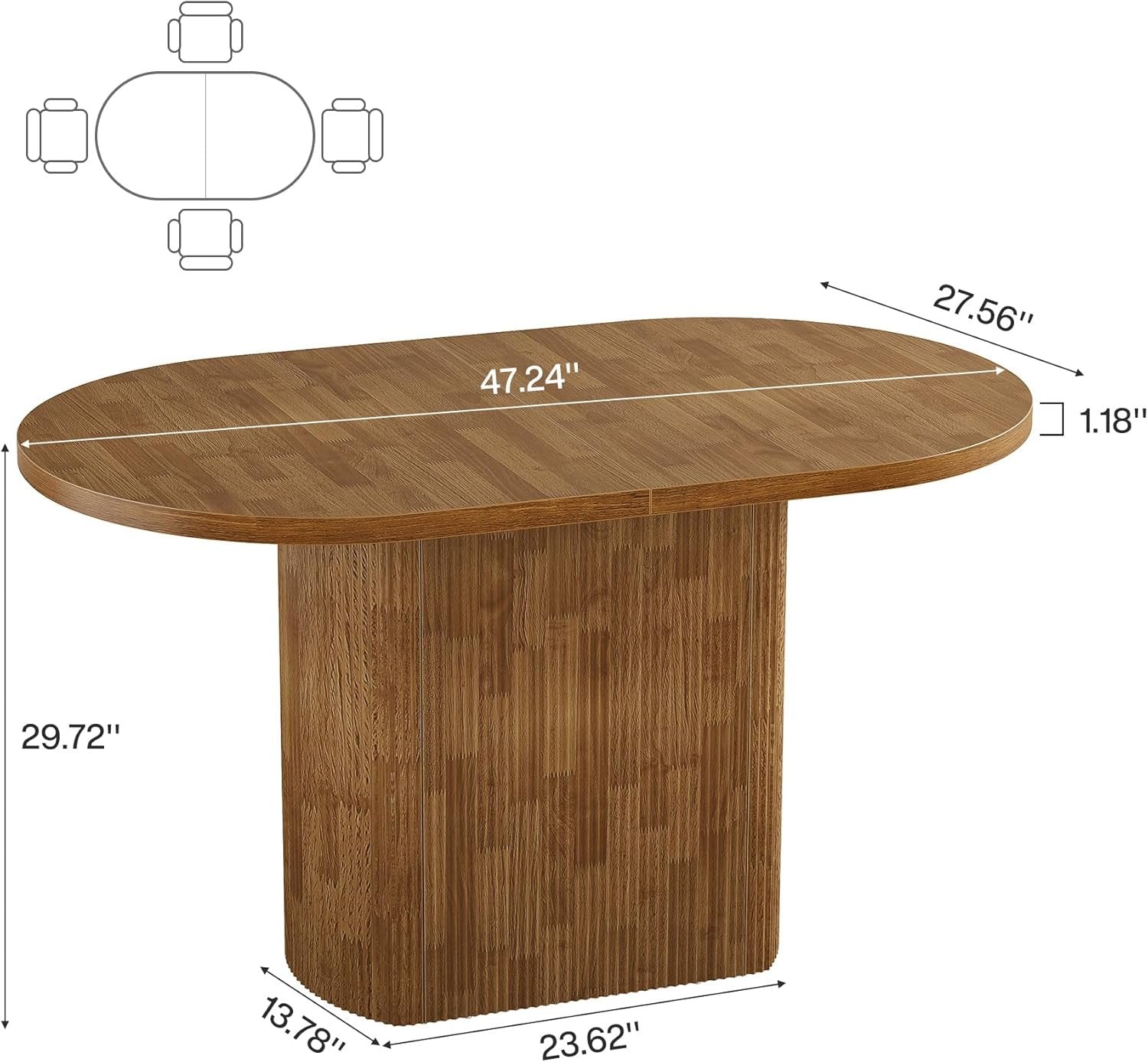 Tribesigns Table à manger ovale de 120 cm pour 4 personnes, Table de cuisine rustique de maison de campagne