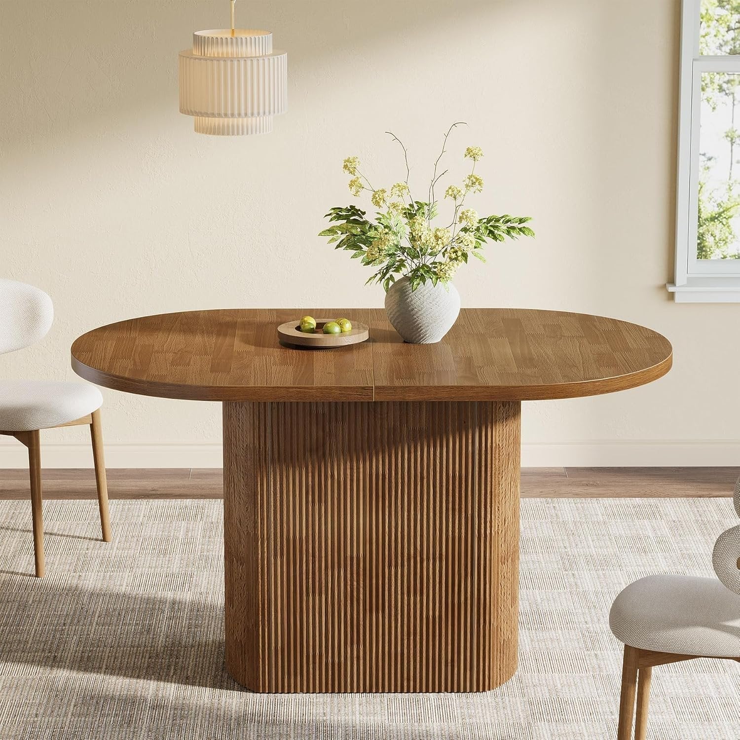 Tribesigns Table à manger ovale de 120 cm pour 4 personnes, Table de cuisine rustique de maison de campagne
