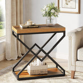 Tribesigns Table d'appoint moderne avec espace de rangement, Structure métallique robuste en forme de X 3