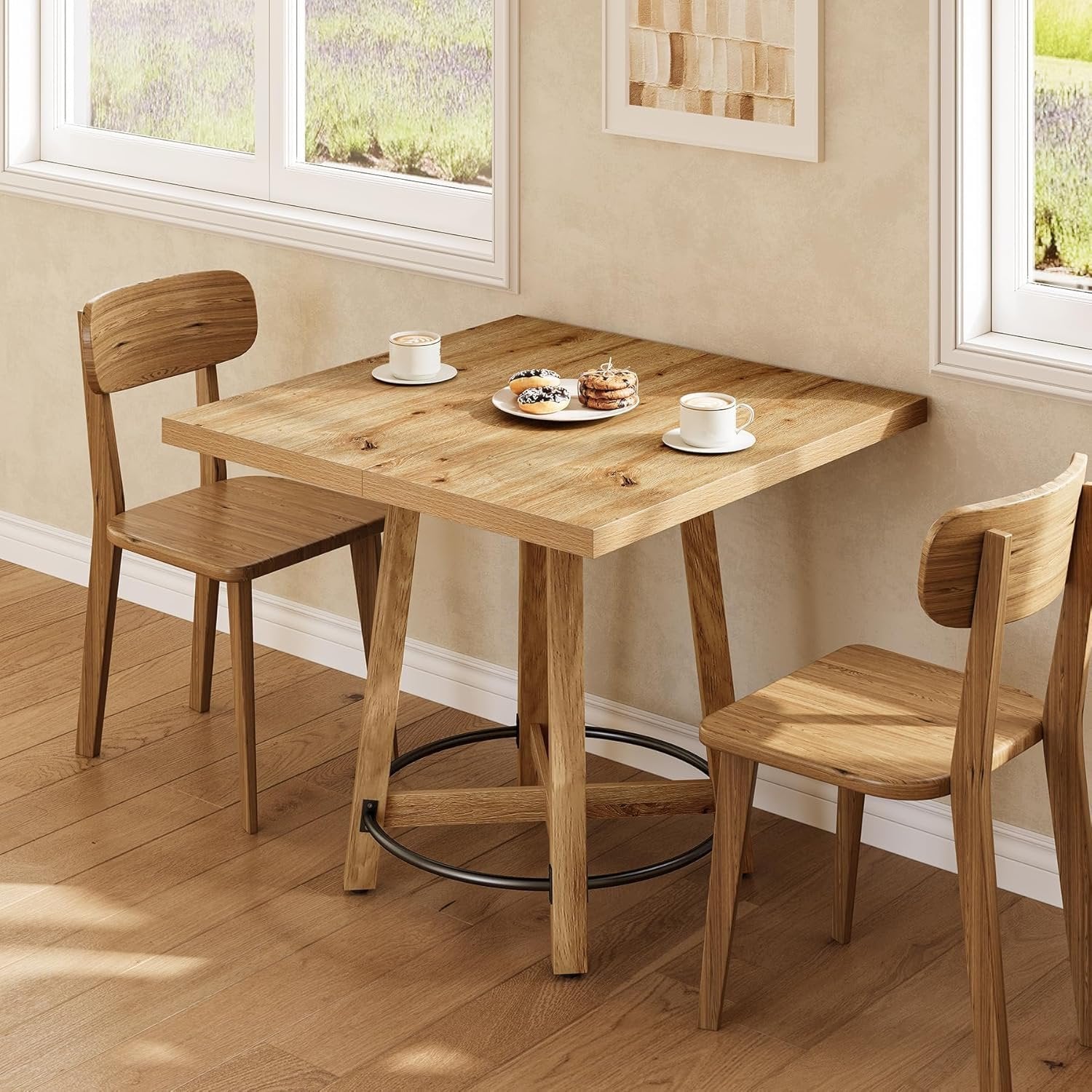 Tribesigns Table à manger 80 cm, Table de cuisine carrée moderne pour 2 à 4 personnes