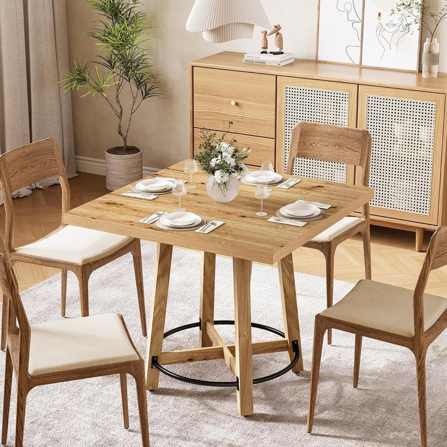 Tribesigns Table à manger 80 cm, Table de cuisine carrée moderne pour 2 à 4 personnes