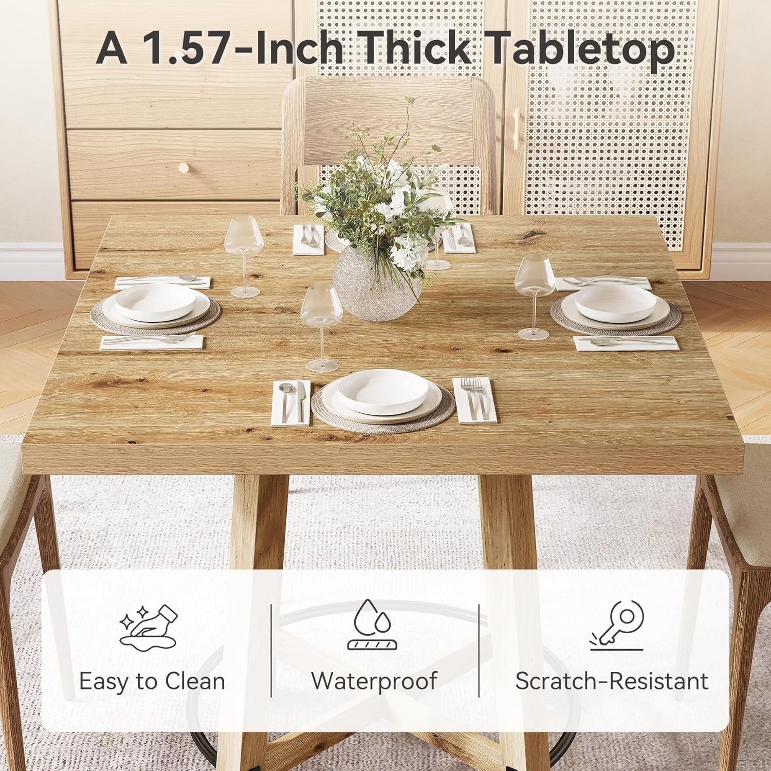 Tribesigns Table à manger 80 cm, Table de cuisine carrée moderne pour 2 à 4 personnes