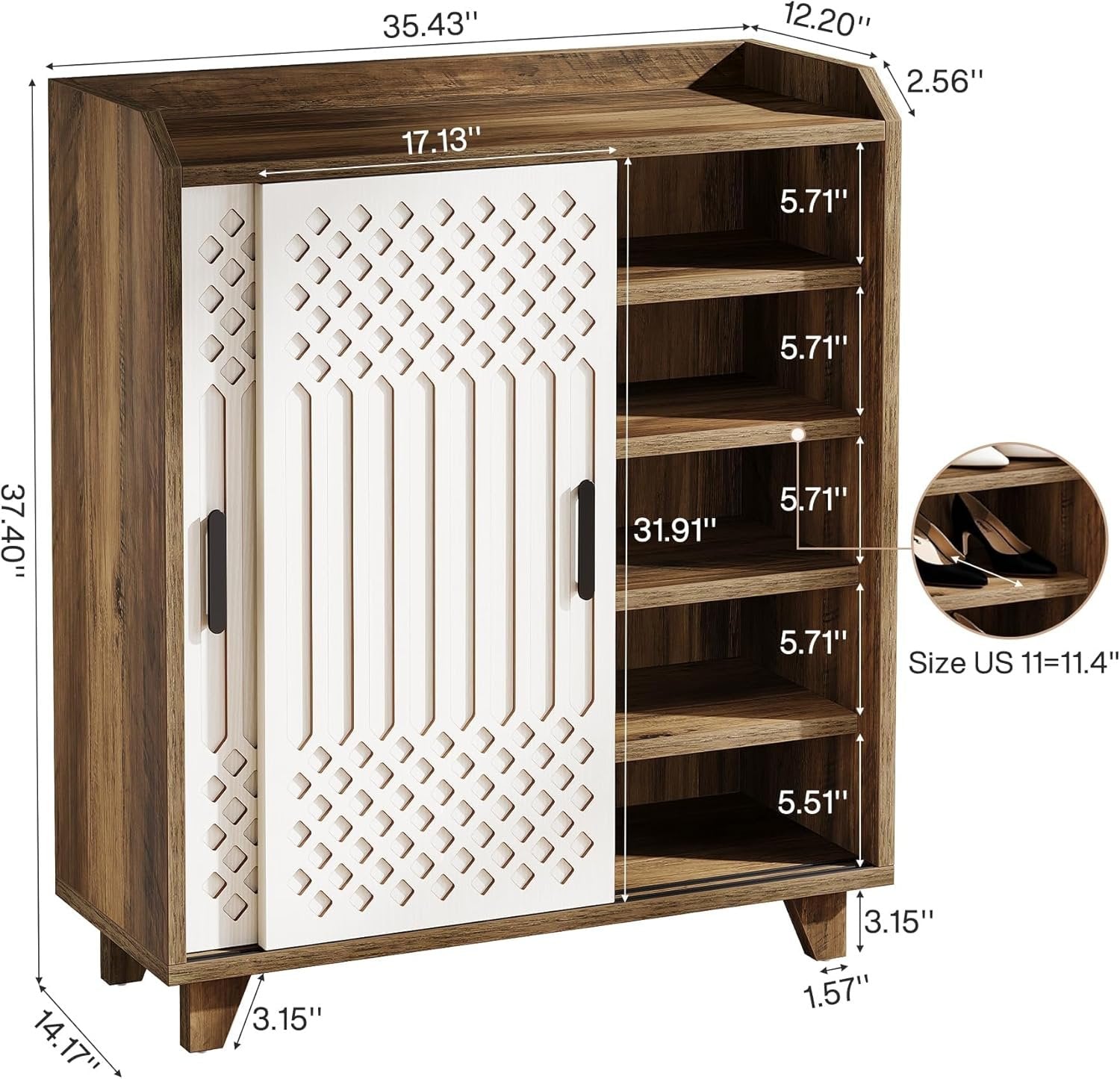 Tribesigns Meuble à chaussures en bois avec portes coulissantes, Organisateur de chaussures moderne pour l'entrée