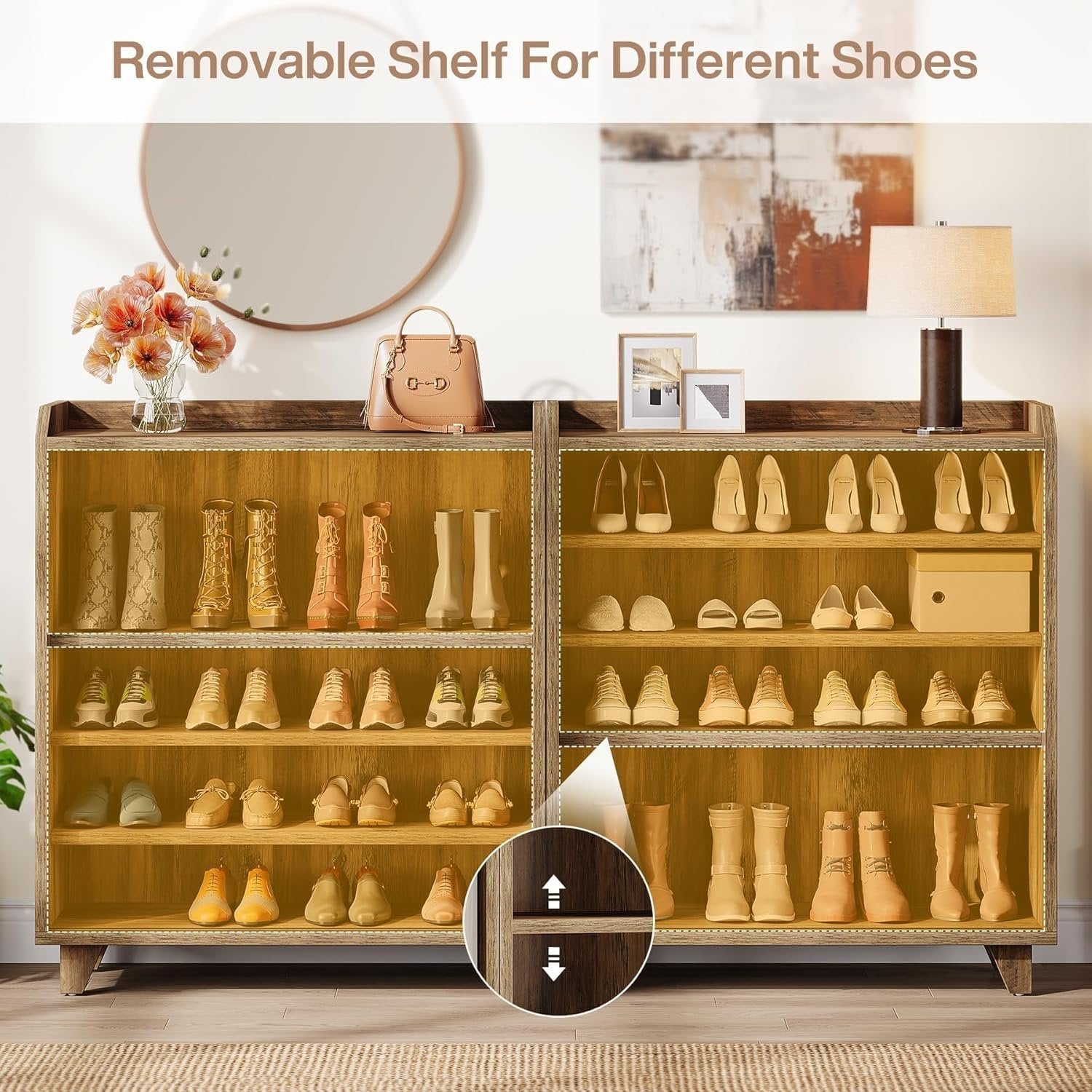 Tribesigns Meuble à chaussures en bois avec portes coulissantes, Organisateur de chaussures moderne pour l'entrée