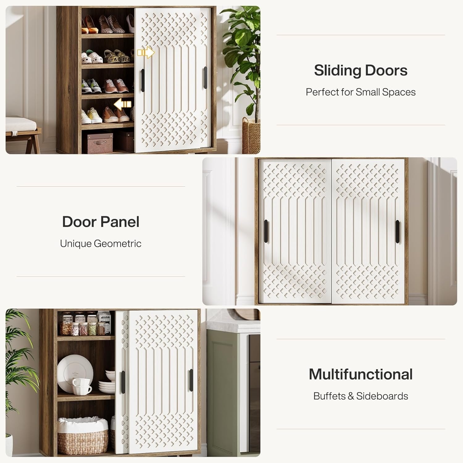 Tribesigns Meuble à chaussures en bois avec portes coulissantes, Organisateur de chaussures moderne pour l'entrée