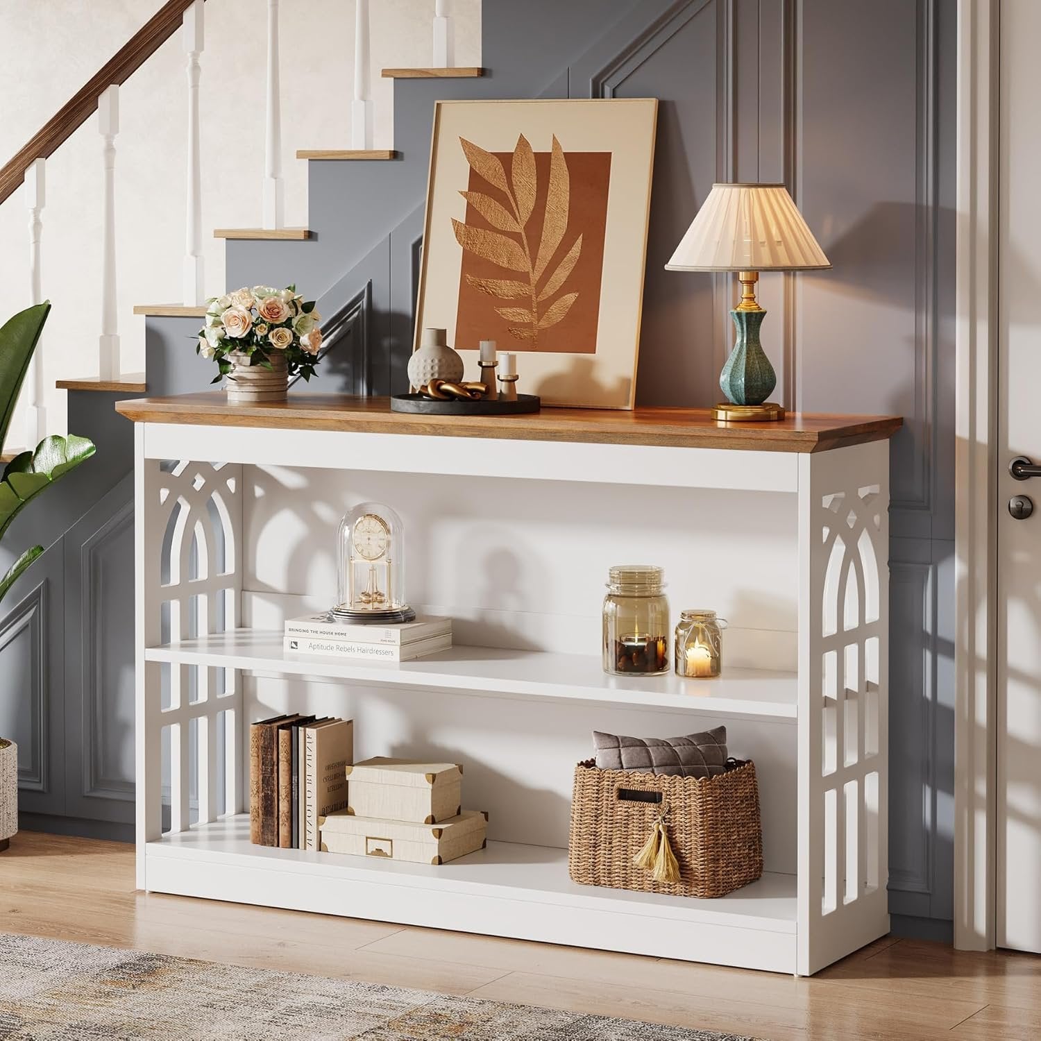 Tribesigns Console moderne pour l'entrée 105 cm blanche à placer derrière un canapé