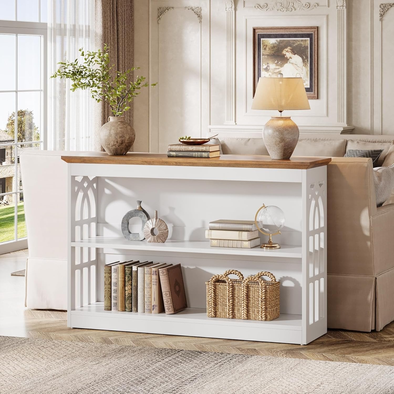 Tribesigns Console moderne pour l'entrée 105 cm blanche à placer derrière un canapé