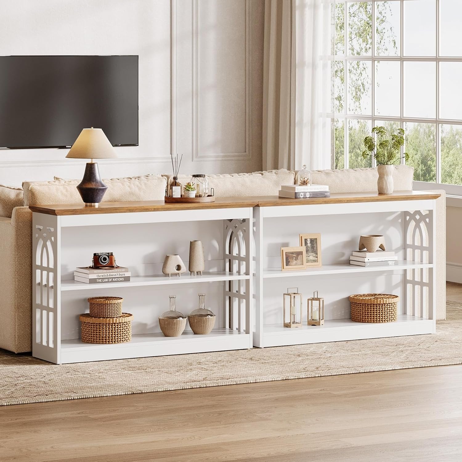 Tribesigns Console moderne pour l'entrée 105 cm blanche à placer derrière un canapé