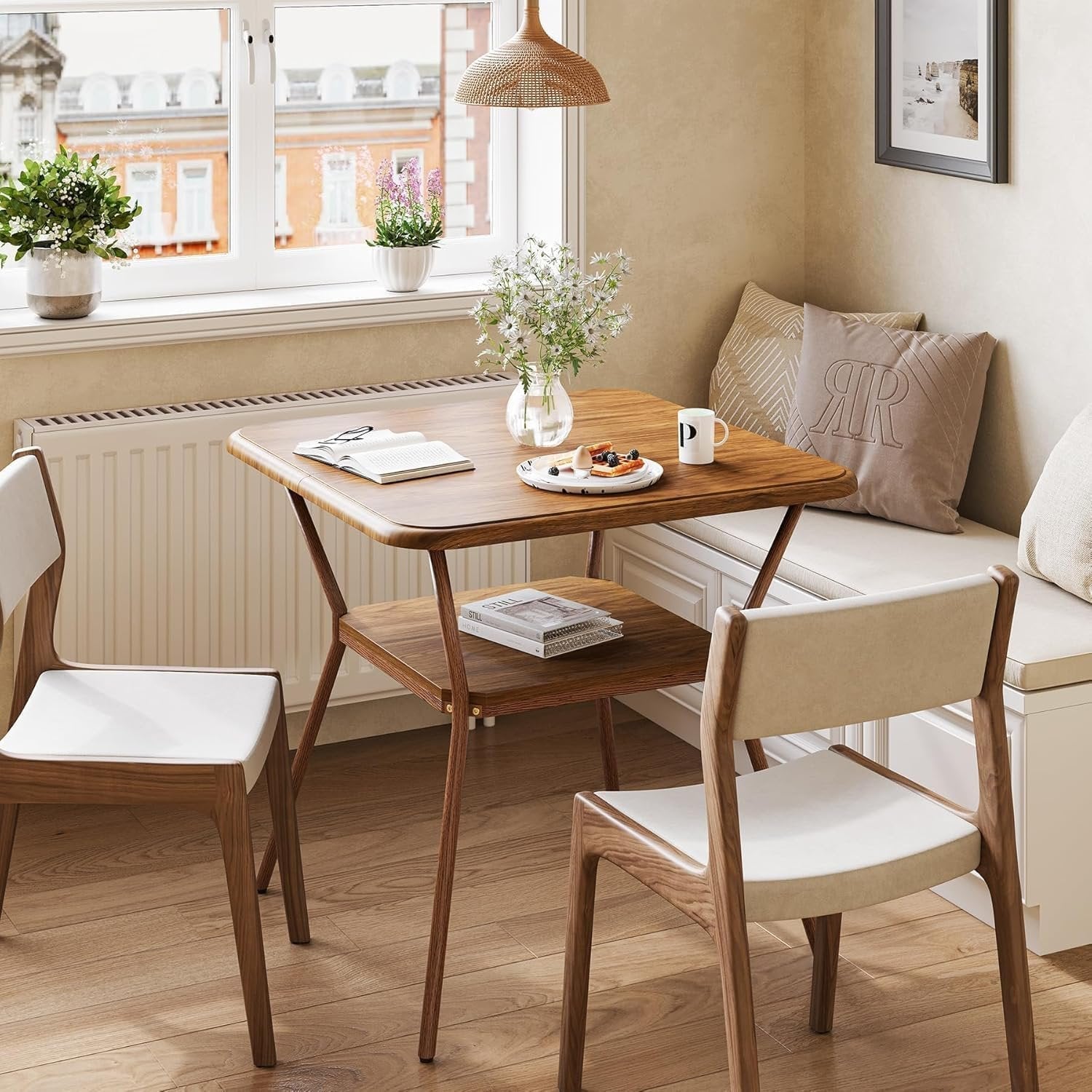 Tribesigns Table à manger carrée de 80 cm pour 2 à 4 personnes coins arrondis