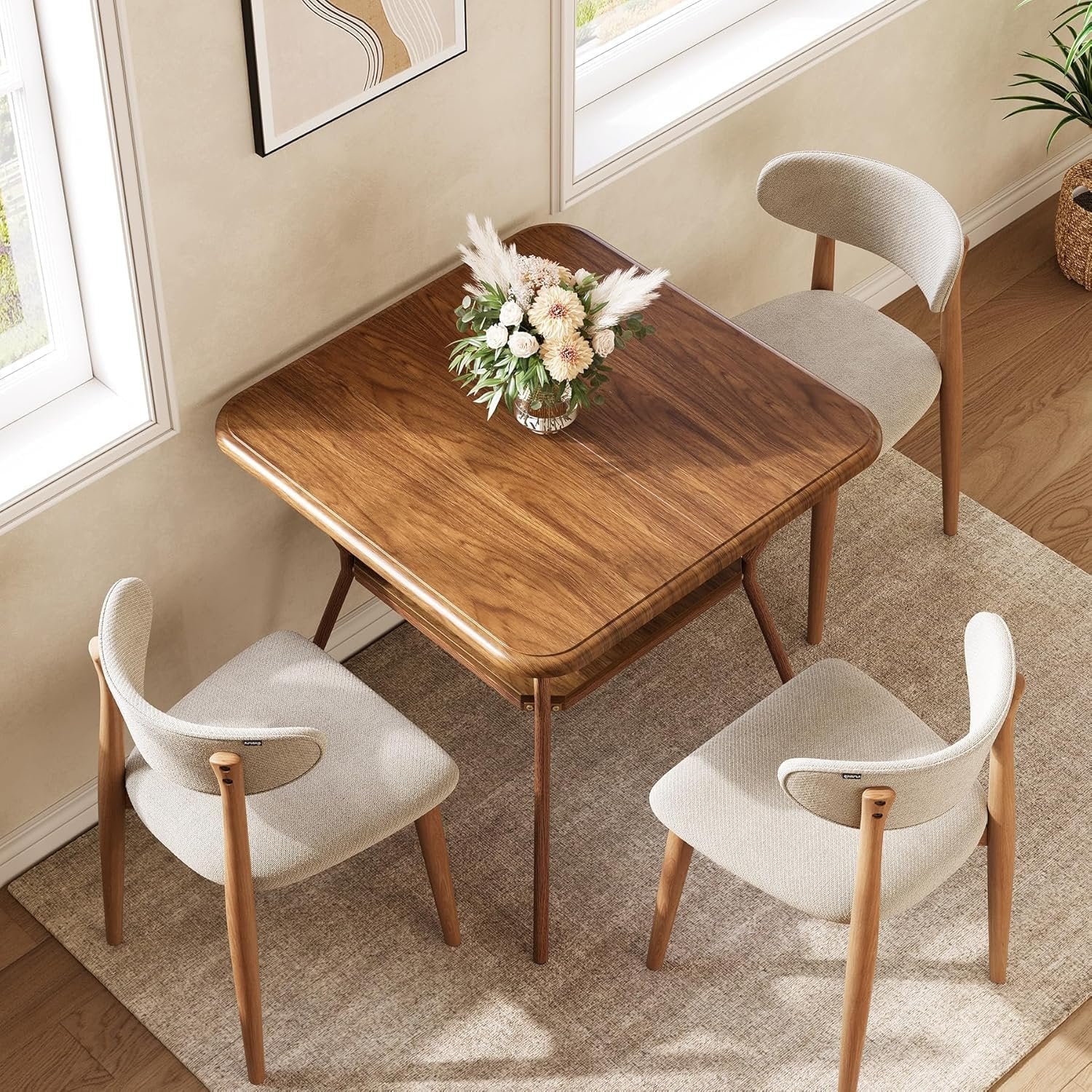 Tribesigns Table à manger carrée de 80 cm pour 2 à 4 personnes coins arrondis