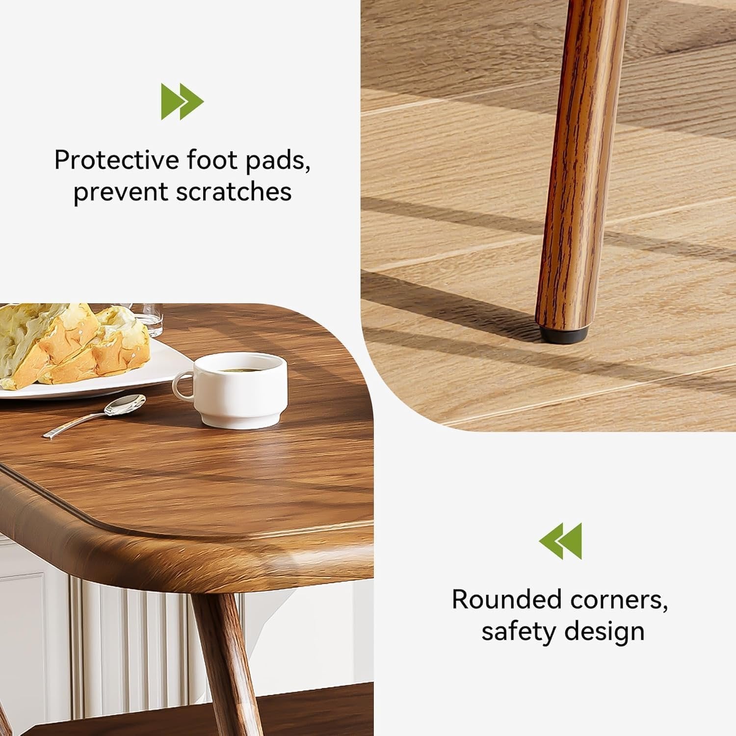 Tribesigns Table à manger carrée de 80 cm pour 2 à 4 personnes coins arrondis