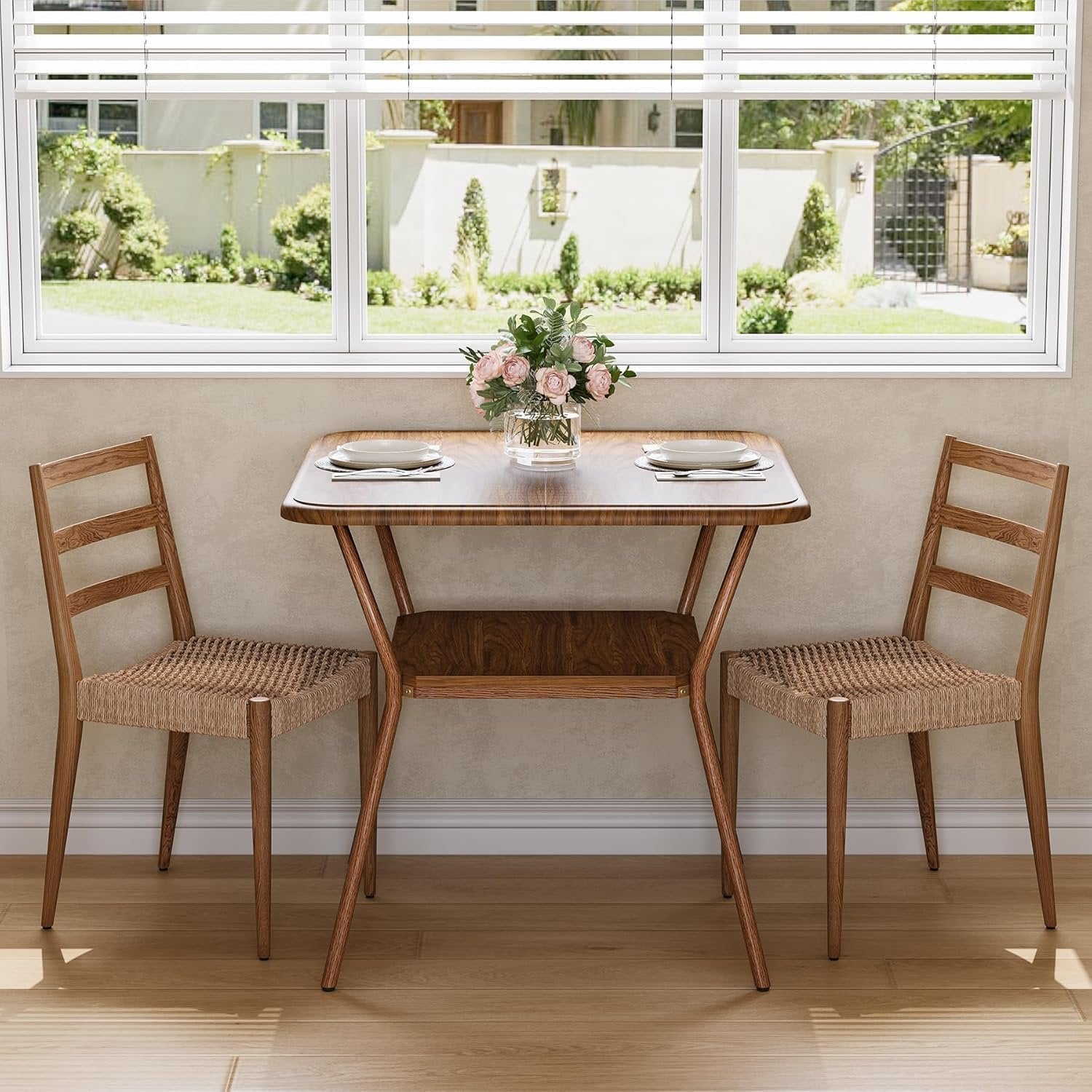 Tribesigns Table à manger carrée de 80 cm pour 2 à 4 personnes coins arrondis