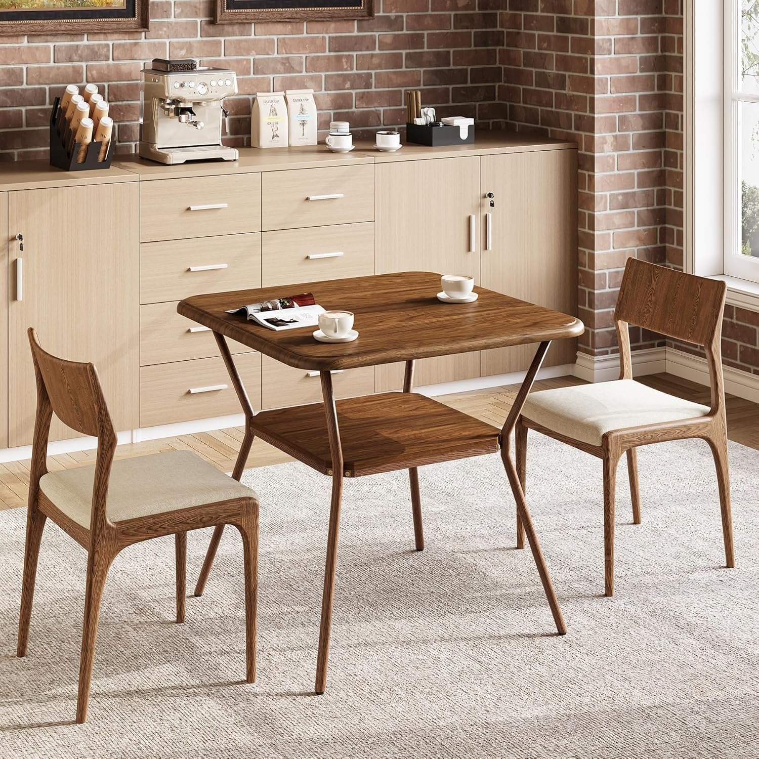 Tribesigns Table à manger carrée de 80 cm pour 2 à 4 personnes coins arrondis