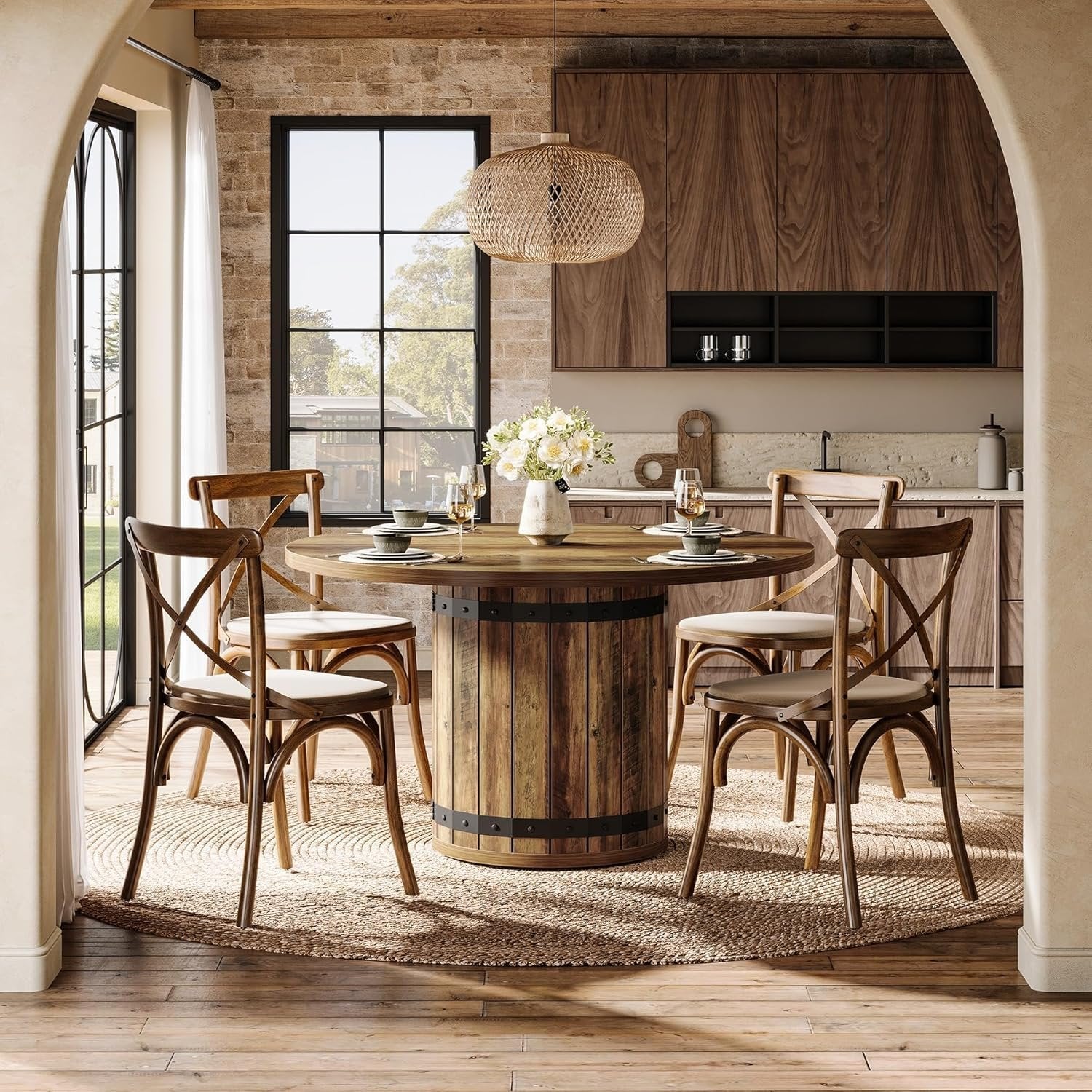 Tribesigns Table de salle à manger ronde, Table de cuisine de 100 cm pour salle à manger et salon