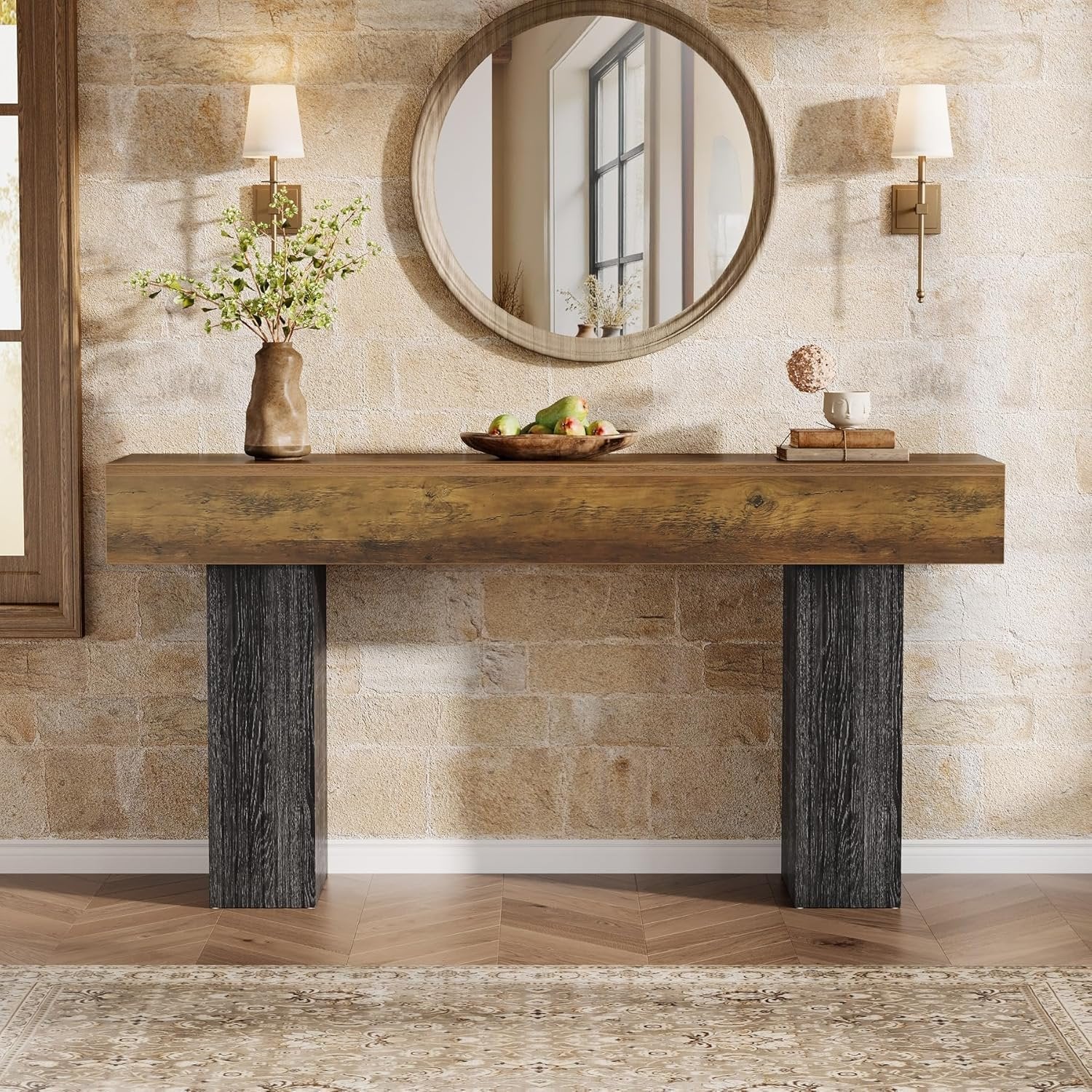 Tribesigns Table console longue de 160 cm de long, Table de canapé de maison de campagne