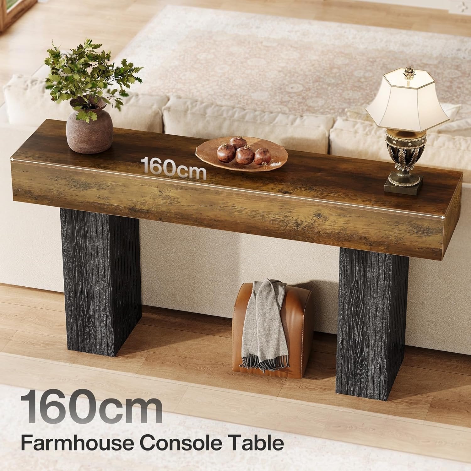 Tribesigns Table console longue de 160 cm de long, Table de canapé de maison de campagne