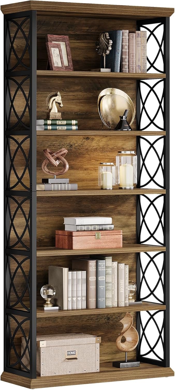 Tribesigns Étagère autoportante de 185 cm de haut, Étagère industrielle à 6 niveaux en bois