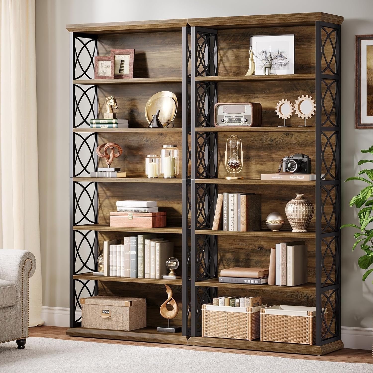 Tribesigns Étagère autoportante de 185 cm de haut, Étagère industrielle à 6 niveaux en bois