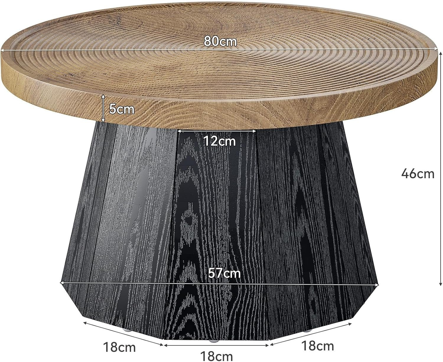 Tribesigns Table Basse Ronde pour Le Salon, Table de Salon de Style Rustique de 80 cm