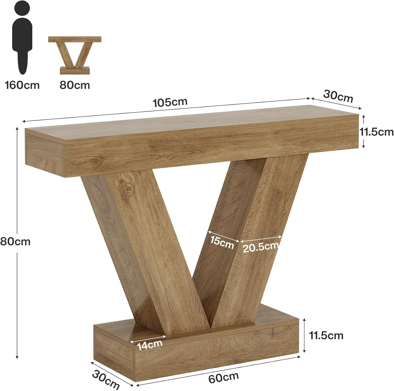Tribesigns Table Console 105 cm, Table d'entrée derrière Le canapé avec Pieds en V