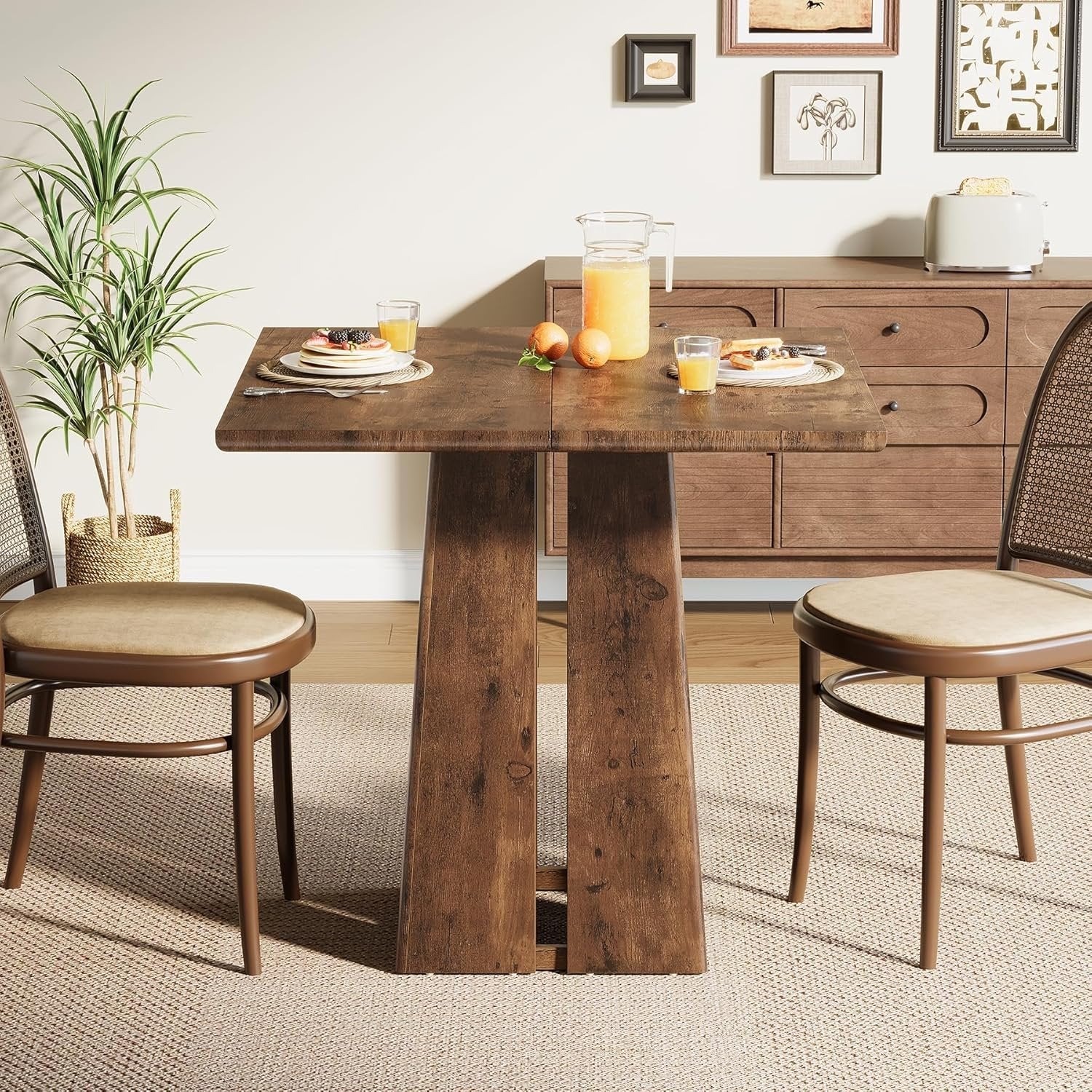 Tribesigns Table à manger, Table de cuisine industrielle Table carrée de 80 cm pour 4 personnes