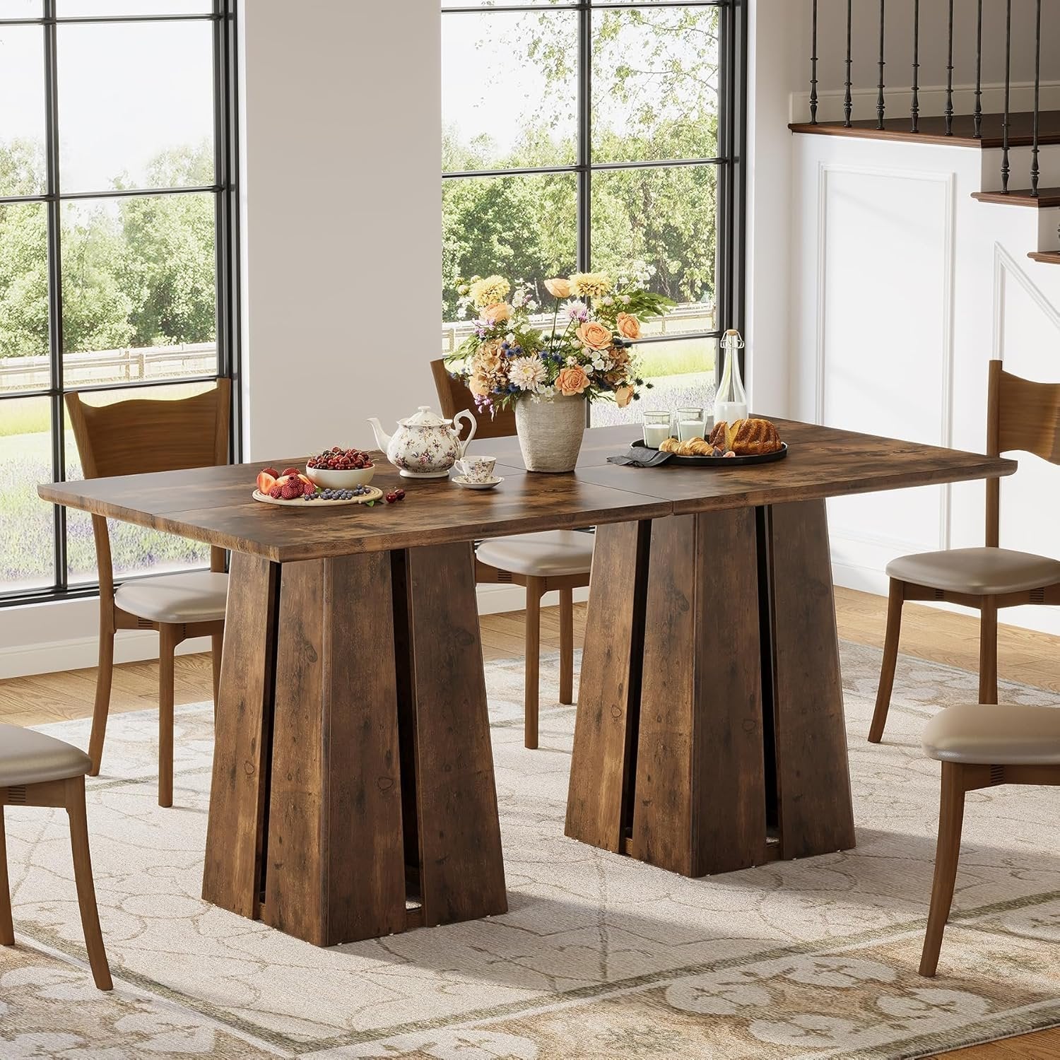 Tribesigns Table à manger, Table de cuisine industrielle Table carrée de 80 cm pour 4 personnes