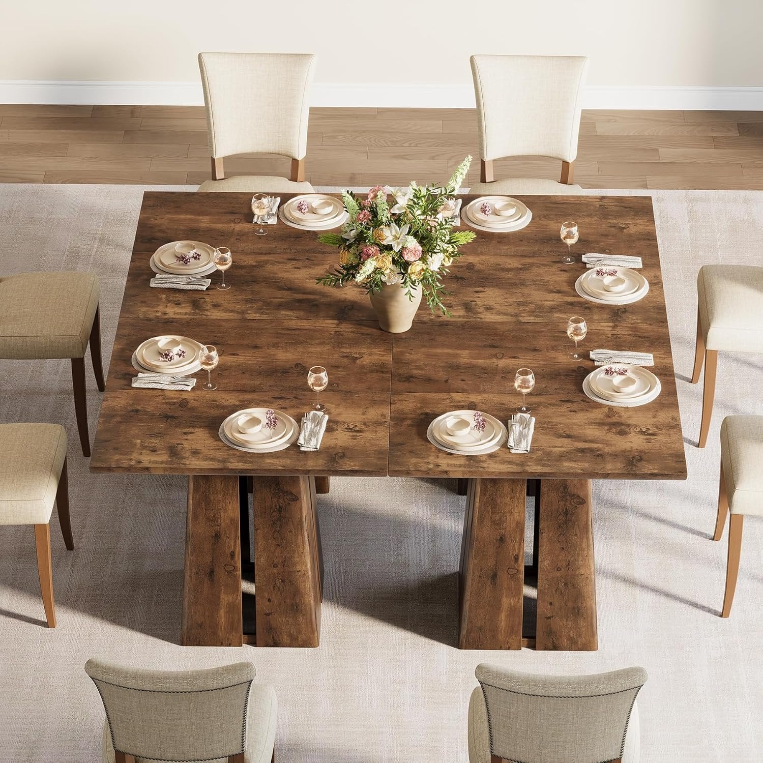 Tribesigns Table à manger, Table de cuisine industrielle Table carrée de 80 cm pour 4 personnes