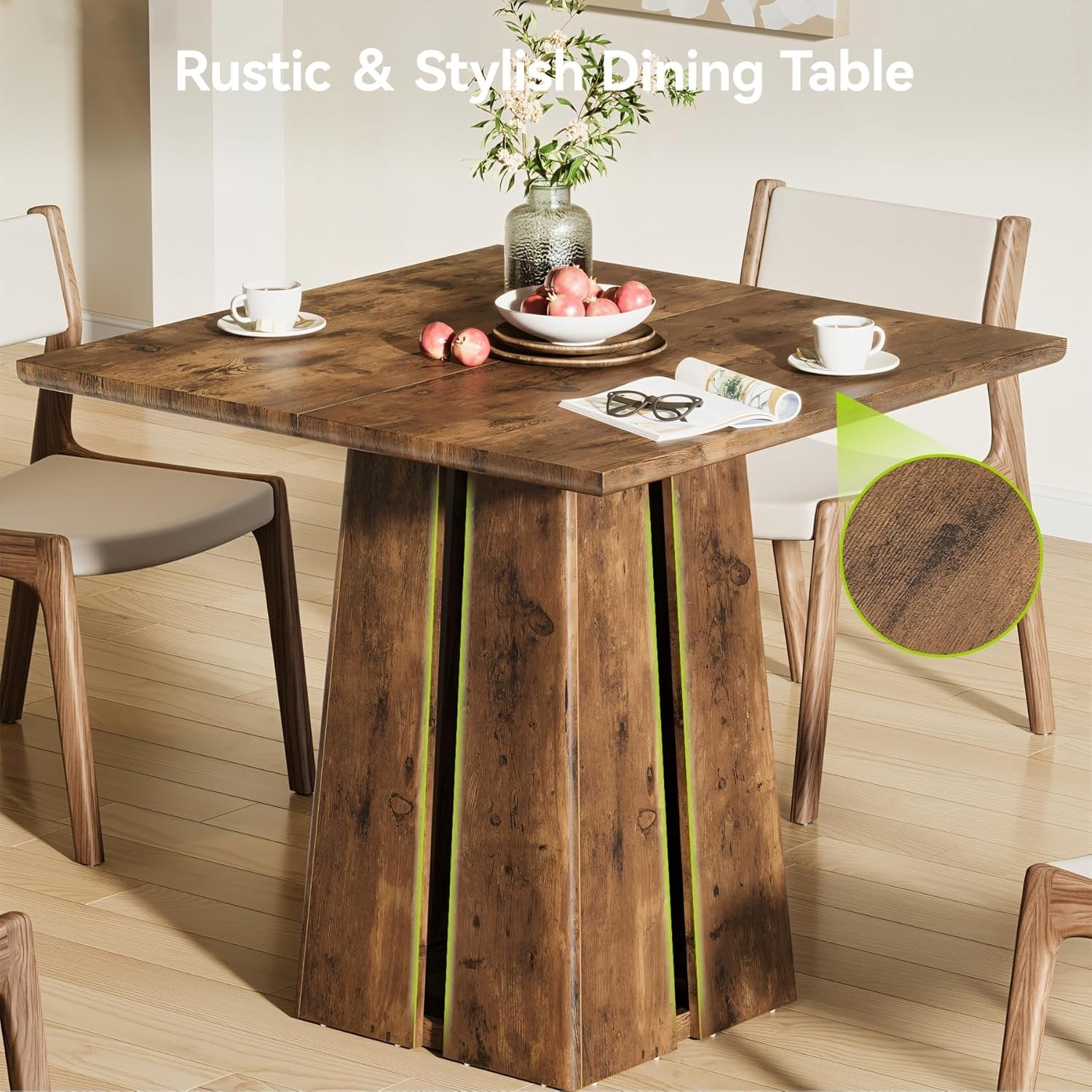 Tribesigns Table à manger, Table de cuisine industrielle Table carrée de 80 cm pour 4 personnes