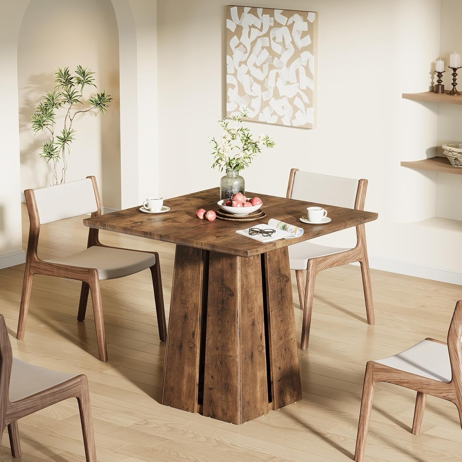 Tribesigns Table à manger, Table de cuisine industrielle Table carrée de 80 cm pour 4 personnes