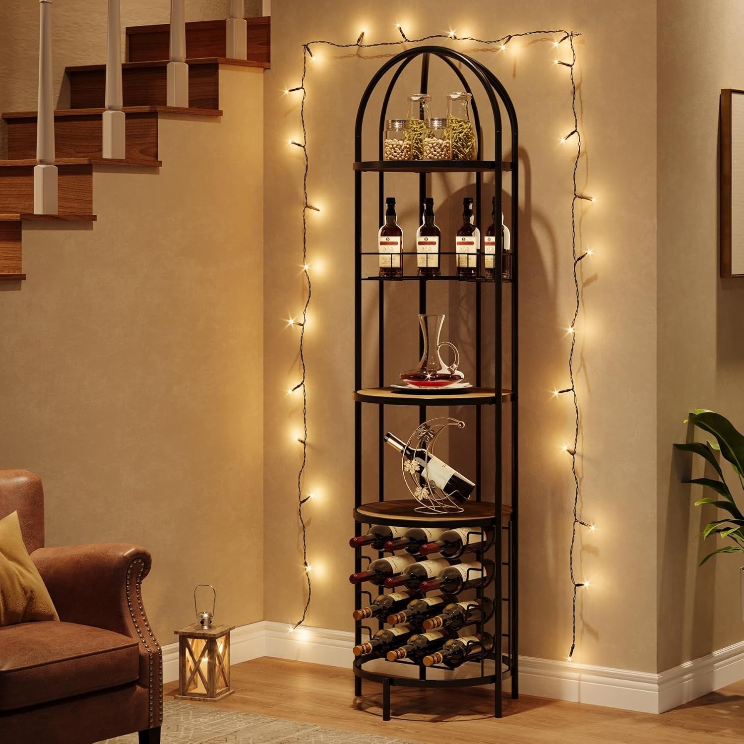 Tribesigns Casier à vin autoportant à 5 niveaux avec porte-bouteilles et étagère