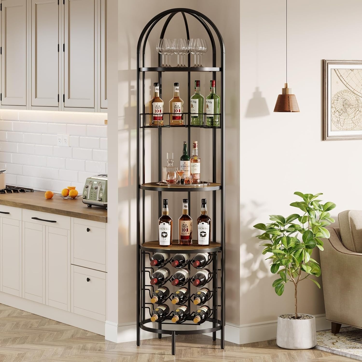 Tribesigns Casier à vin autoportant à 5 niveaux avec porte-bouteilles et étagère