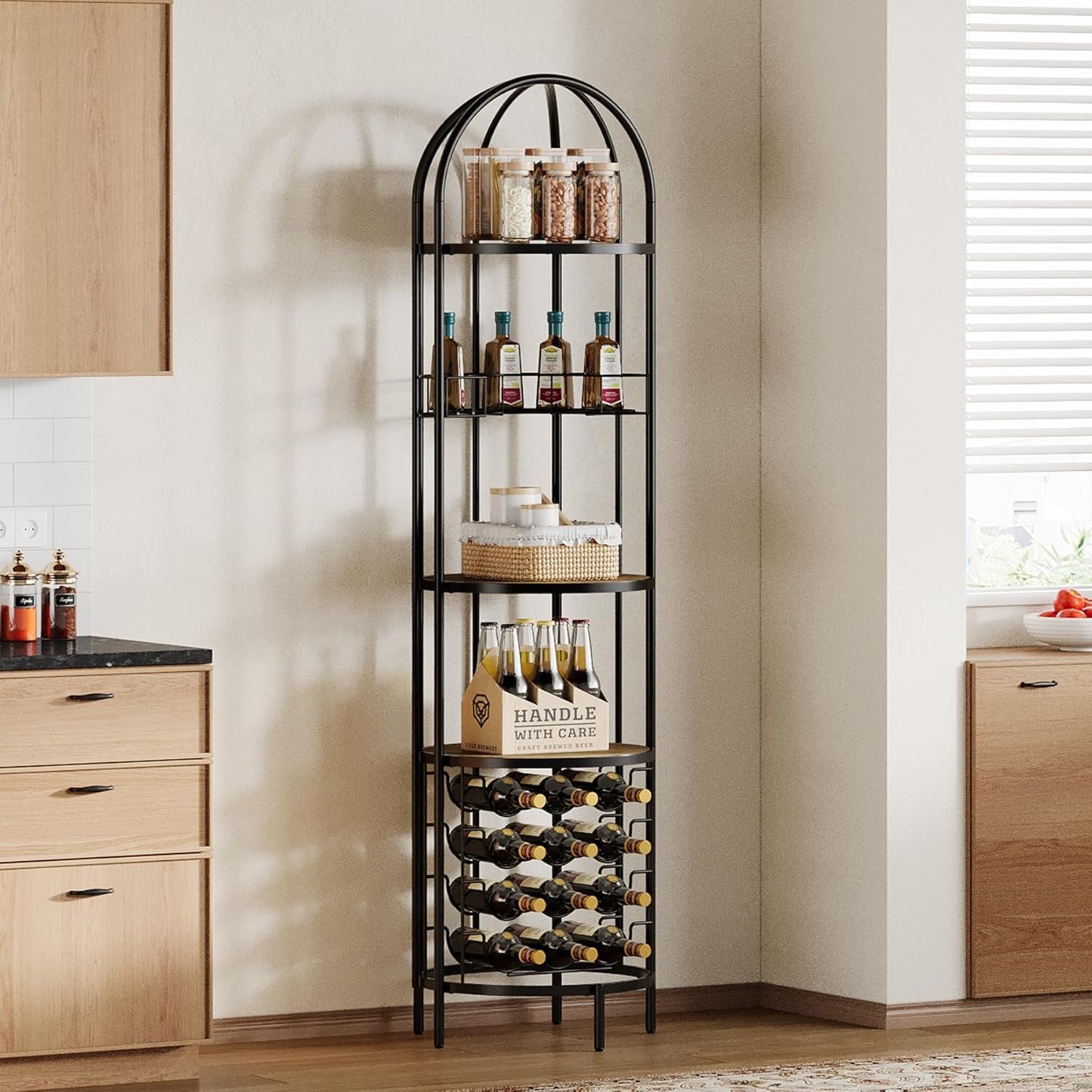Tribesigns Casier à vin autoportant à 5 niveaux avec porte-bouteilles et étagère
