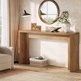 Tribesigns Table console de style campagnard de 140 cm avec rangement, Table basse marron rustique 3