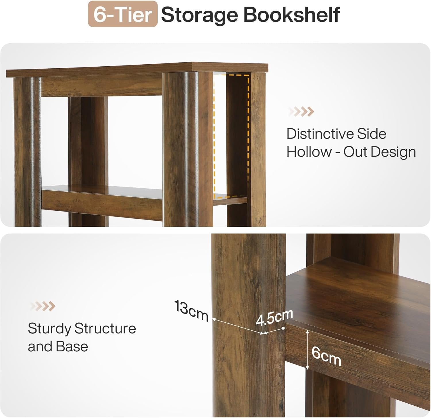 Tribesigns Bibliothèque, Étagère sur 6 Niveaux Meuble de Rangement Livres