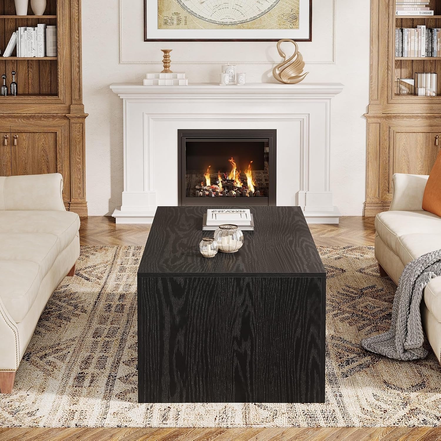 Tribesigns Table basse style ferme pour salon, Table basse moderne de taille moyenne