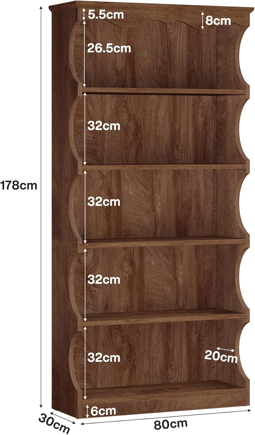 Tribesigns Étagère à 6 Niveaux, 180 cm de Hauteur, Bibliothèque autoportante avec rangements
