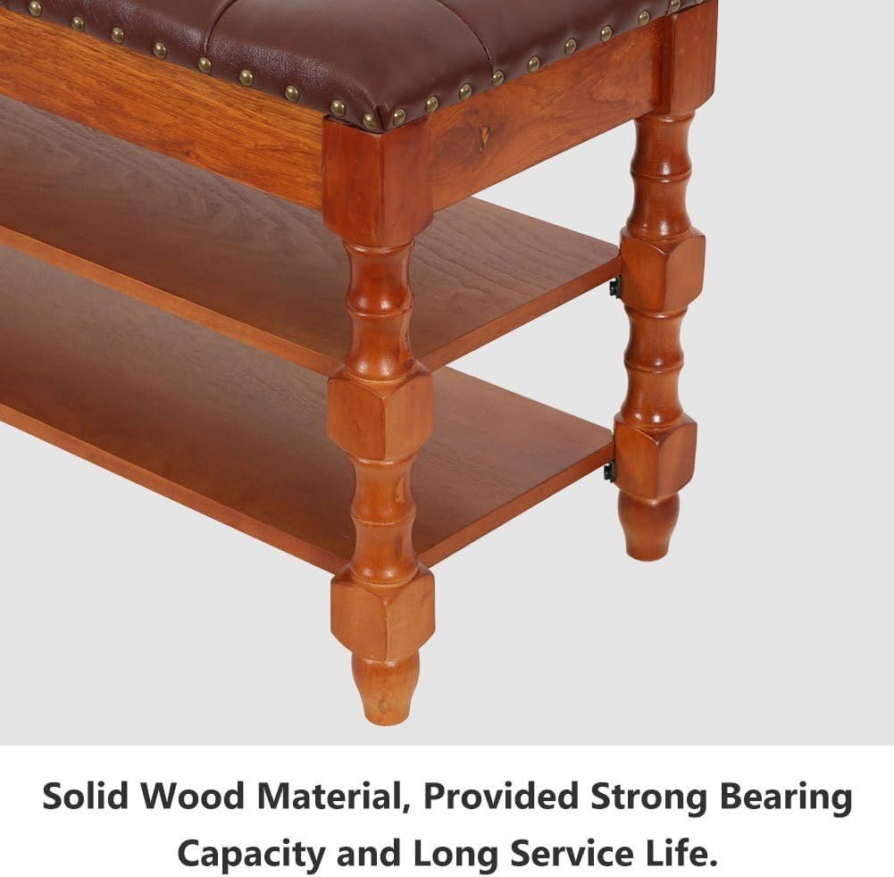 Tribesigns Banc de rangement en bois massif de 100 cm de long avec couvercle à charnières