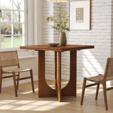 Tribesigns Table de salle à manger, Table de cuisine industrielle en bois massif carrée 80 cm 3
