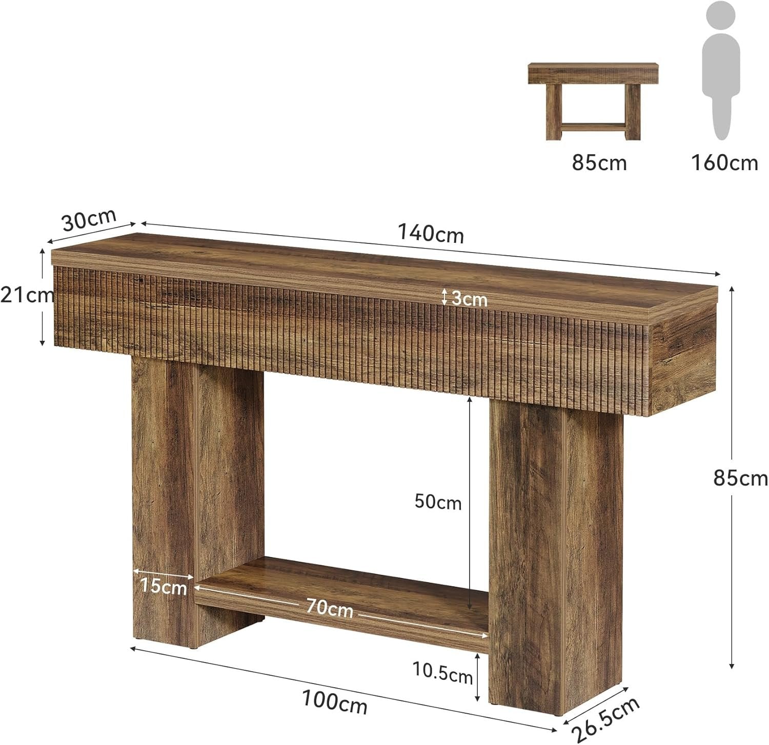 Tribesigns Console de 140 cm avec rangement, Table d'entrée de style champêtre
