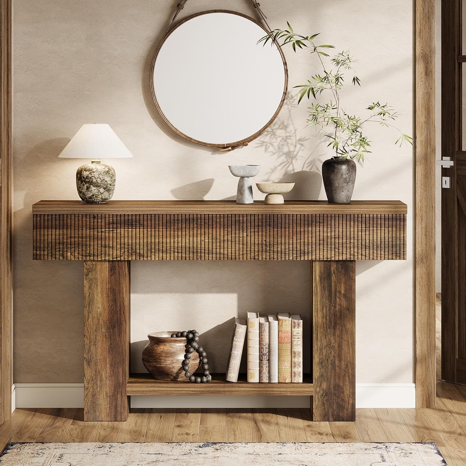 Tribesigns Console de 140 cm avec rangement, Table d'entrée de style champêtre