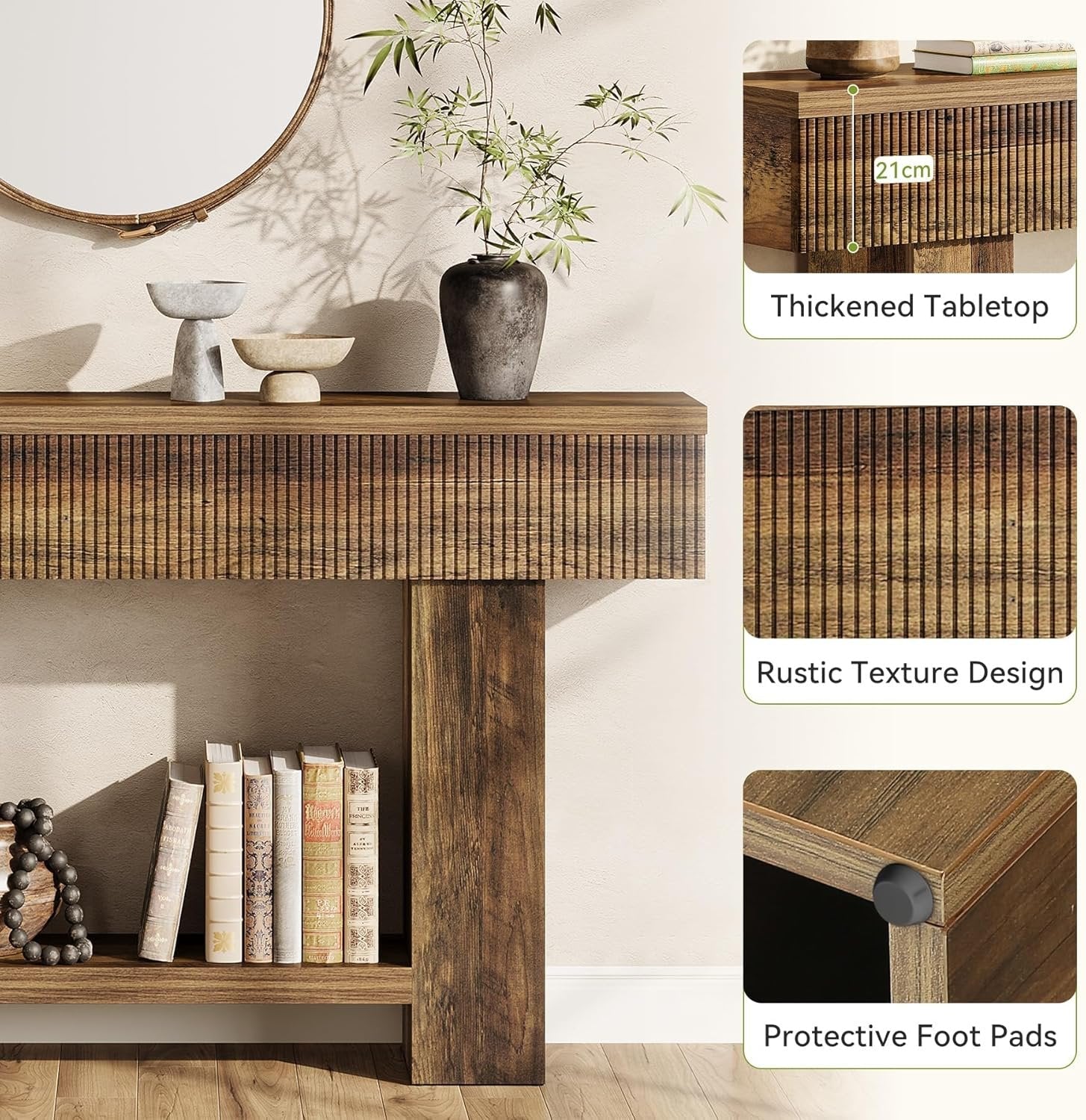 Tribesigns Console de 140 cm avec rangement, Table d'entrée de style champêtre