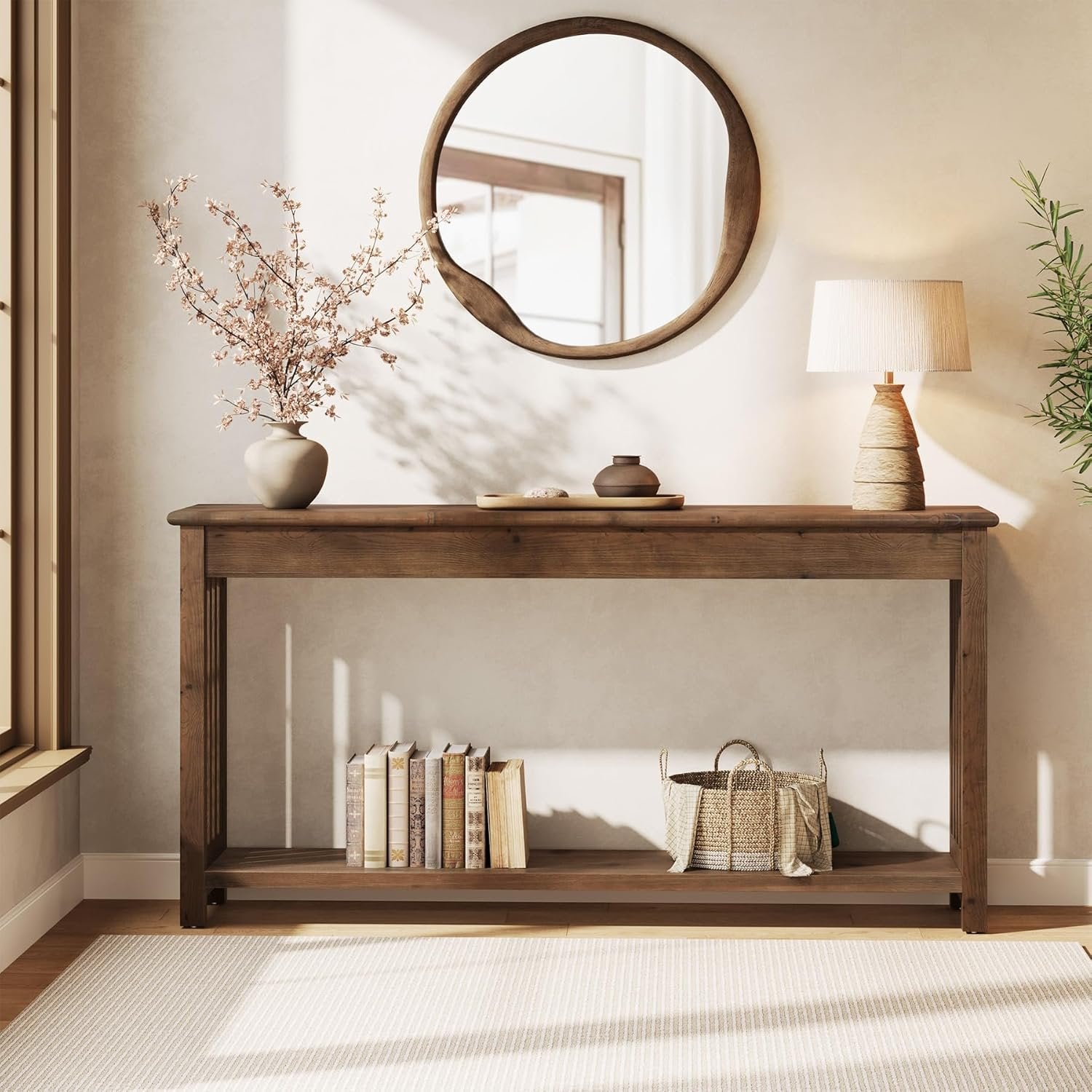 Tribesigns Console en bois massif 160 cm de long, Idéale pour une entrée ou comme table basse